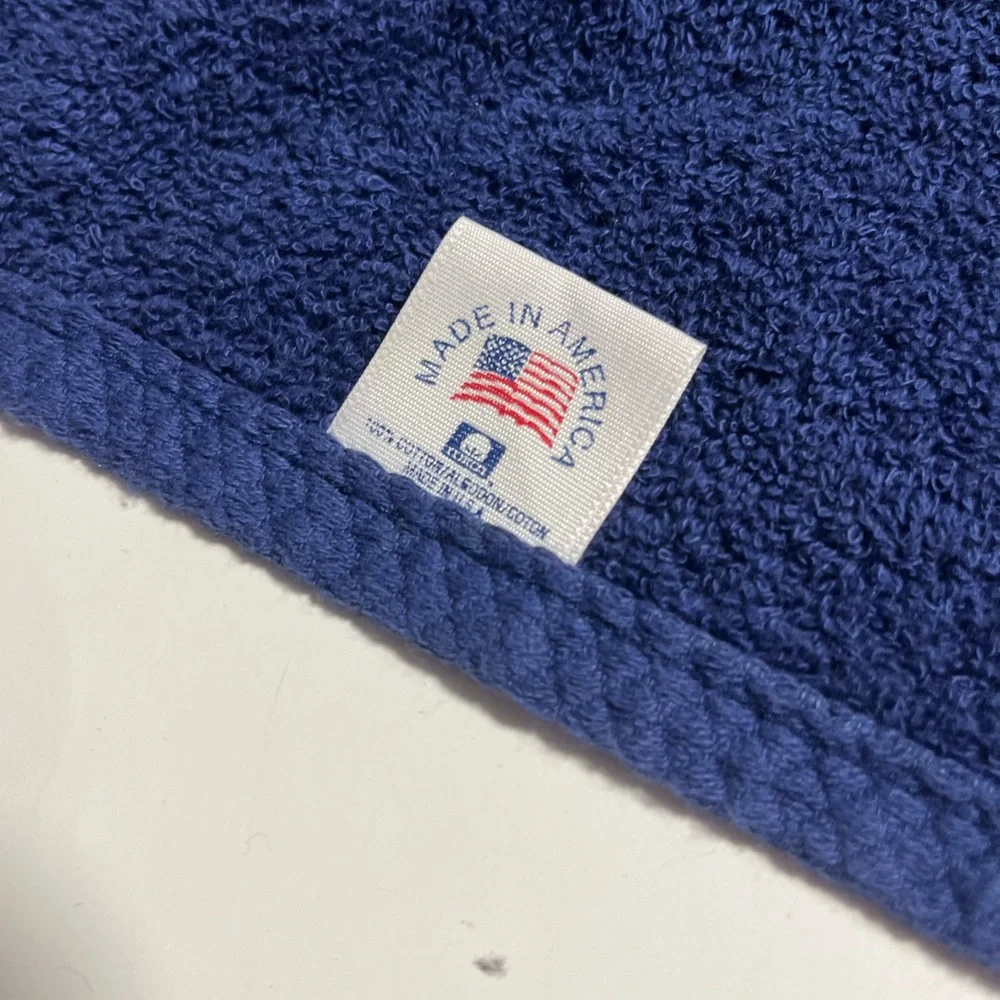 Made In The Usa Navy Shell Beach House Decor WOOVEN Bowling Hand Towel Set Of 2